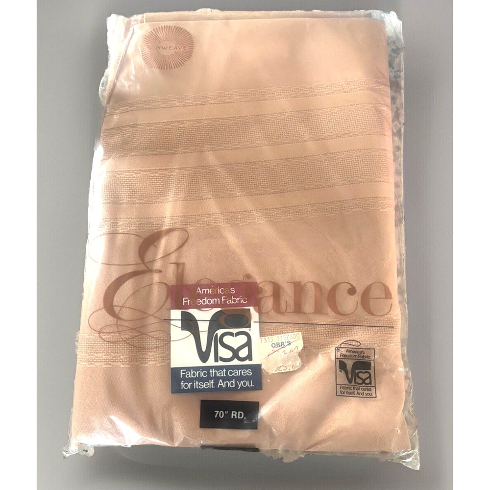 Vtg Brown Tablecloth 70" Round Cloth NEW NOS Sunweave USA Elegance VISA Fabric